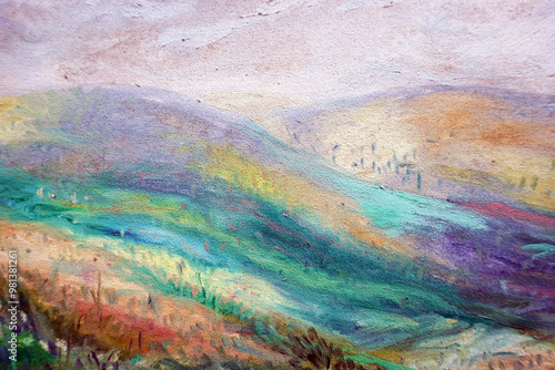 brush stroke painting  landscape  oil color background	