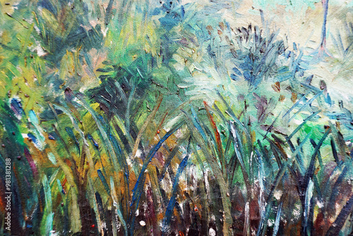 Fotografie hand painted original impressionism brush stroke painting  landscape  oil color