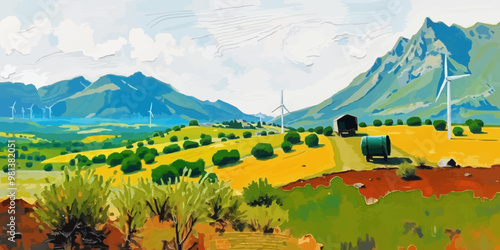 Clean Energy Transition digital paint illustration.