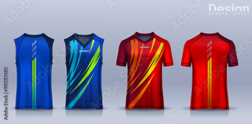 t-shirt sport design template, Soccer jersey mockup for football club, Running singlet,basketball Tank top.	