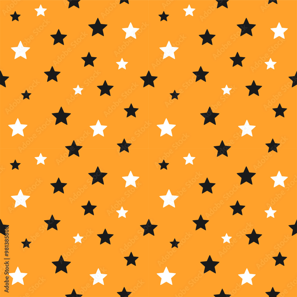Halloween stars seamless pattern. Black and orange stars background. Vector illustration. Halloween stars seamless pattern. Black and orange stars background. Vector illustration.