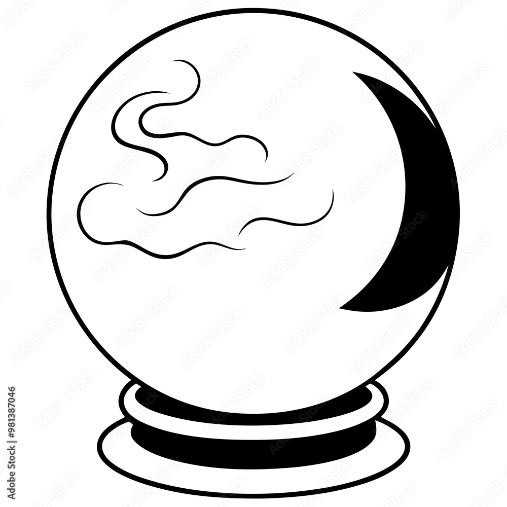 Mysterious Crystal Ball with Swirling Dark Mist – Vector Art Mysterious Crystal Ball with Swirling Dark Mist – Vector Art
