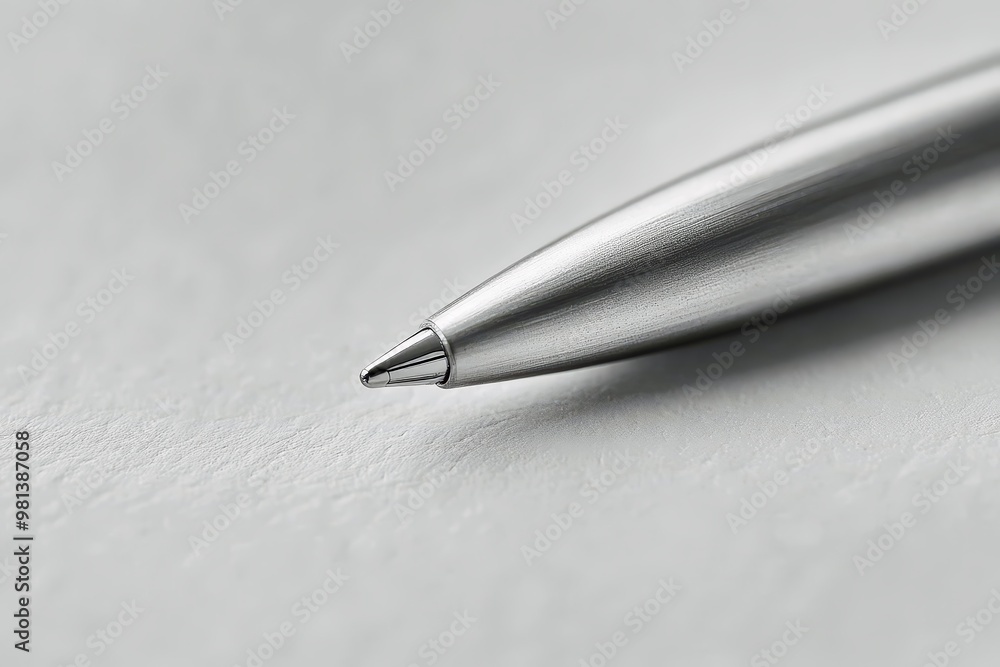Simple ballpoint pen with a sleek design lying across a blank sheet of paper. Simple ballpoint pen with a sleek design lying across a blank sheet of paper.