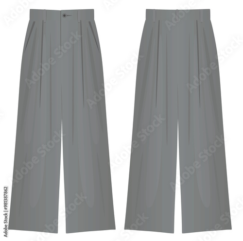 Grey wide pants. vector illustration