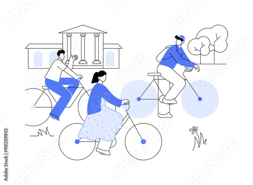 Biking isolated cartoon vector illustrations.