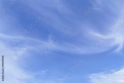 A serene blue sky with wispy clouds, perfect for backgrounds, presentations, or creative projects.