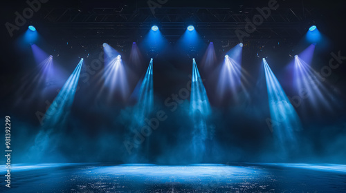 Wallpaper Mural Illuminated spotlights on a concert stage in a dark room Torontodigital.ca