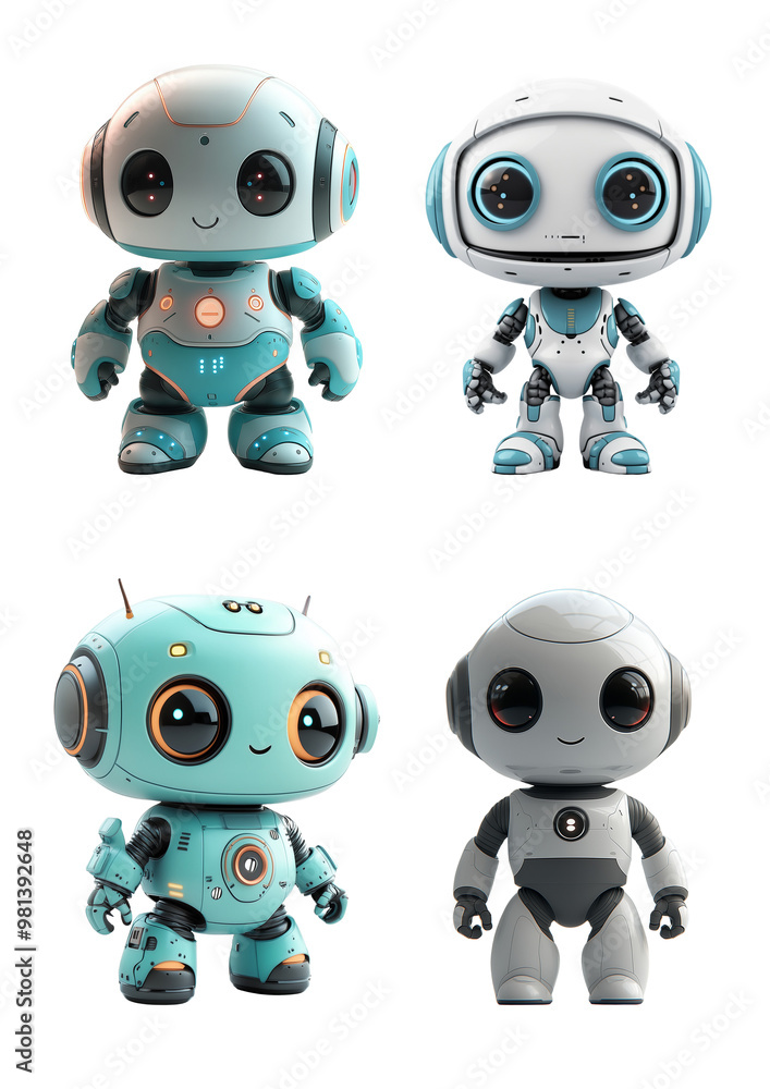 image of the cute robot and smile front view on a png background image of the cute robot and smile front view on a png background