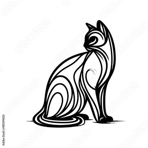 A Burmese cat is sitting on a white background. The cat is sitting in a relaxed position