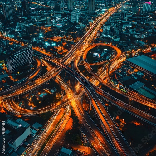 Highway junction in Bangkok showing high traffic capacity picture 