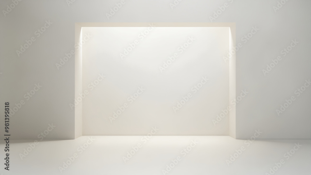 interior niche in white wall. Minimalistic light background interior niche in white wall. Minimalistic light background