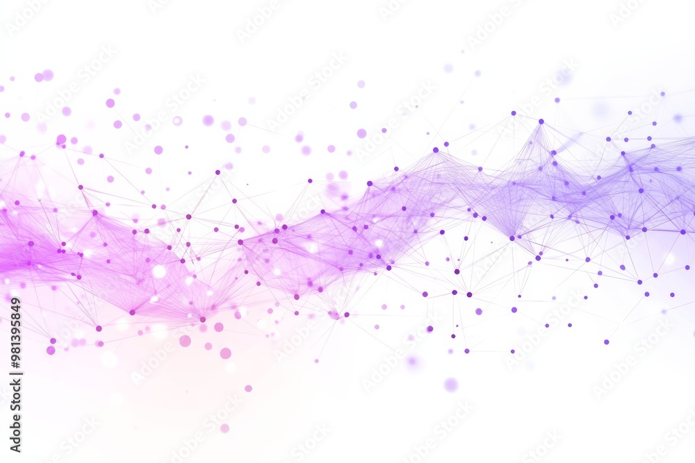 Fototapeta premium data visualization hi-tech futuristic vertical banner in purple violet neon color palette with dots connected on white background