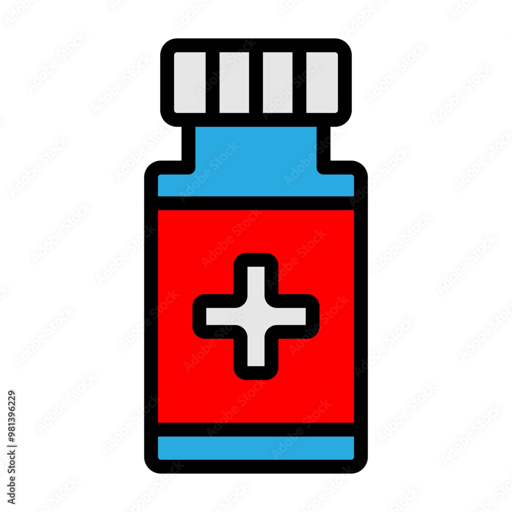 Obraz premium Pills Bottle Vector Filled Icon Design