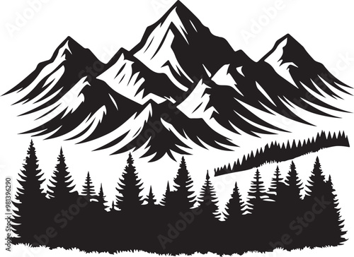 vector silhouette of a mountain