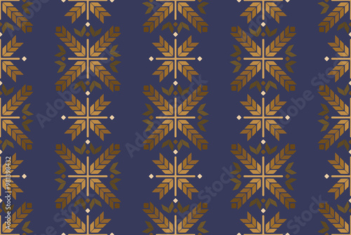 Vector illustration of an ethnic geometric pattern. Bohemian seamless pattern. Embroidery. Seamless traditional design pattern for fabrics, backgrounds, carpets, wallpapers, clothes, and pillowcases.