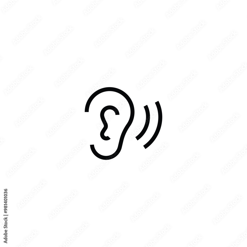 Ear icon. Hearing sense, perception symbol. icons button, vector, sign, symbol, logo, illustration, editable stroke, flat design style isolated on white linear pictogram Ear icon. Hearing sense, perception symbol. icons button, vector, sign, symbol, logo, illustration, editable stroke, flat design style isolated on white linear pictogram