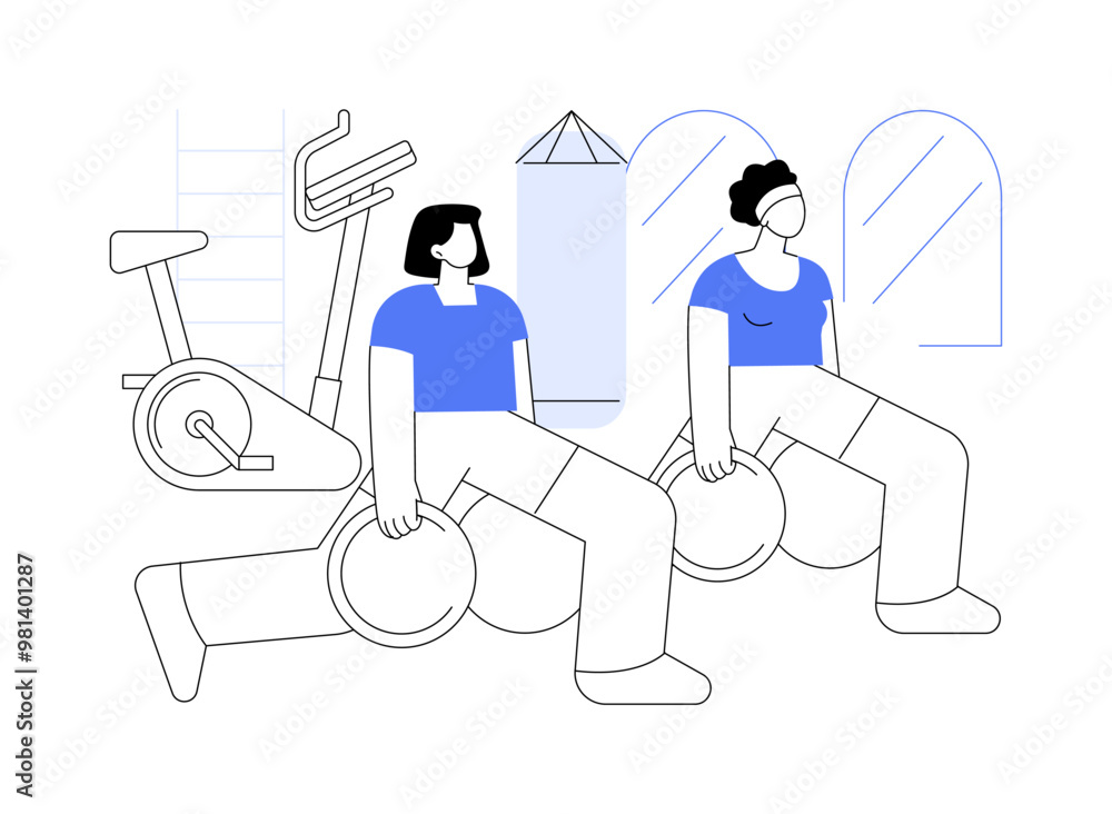 Gym workout isolated cartoon vector illustrations. Gym workout isolated cartoon vector illustrations.