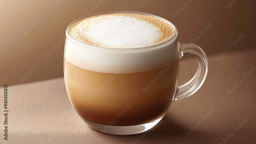Obraz premium Glass of tasty aromatic layered coffee latte macchiato