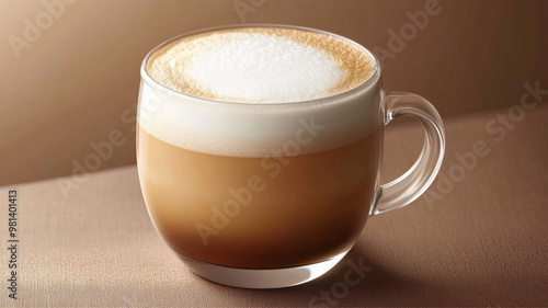 Glass of tasty aromatic layered coffee latte macchiato