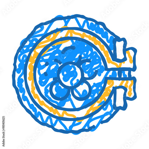 embroidering flower in embroidery hoop doodle icon sketch vector. embroidering flower in embroidery hoop sign. isolated symbol illustration