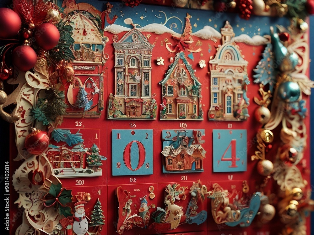 Fototapeta premium colorful and intricate decorations that mark the countdown to Christmas.