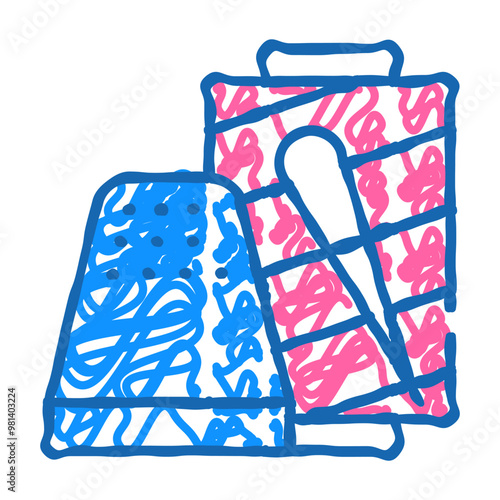 thimble with thread doodle icon sketch vector. thimble with thread sign. isolated symbol illustration