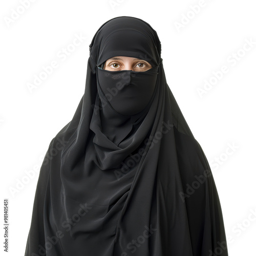 Islamic woman with niqab, isolated on a transparent background