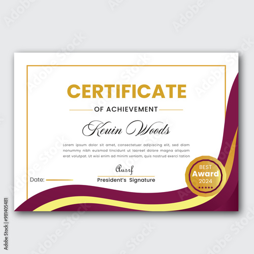 Free vector achievement certificate template