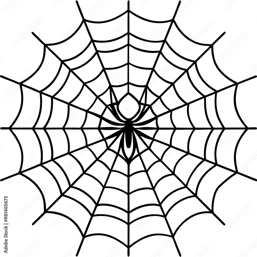 Obraz premium Intricate Spider Web with Dominant Menacing Spider - Vector Art