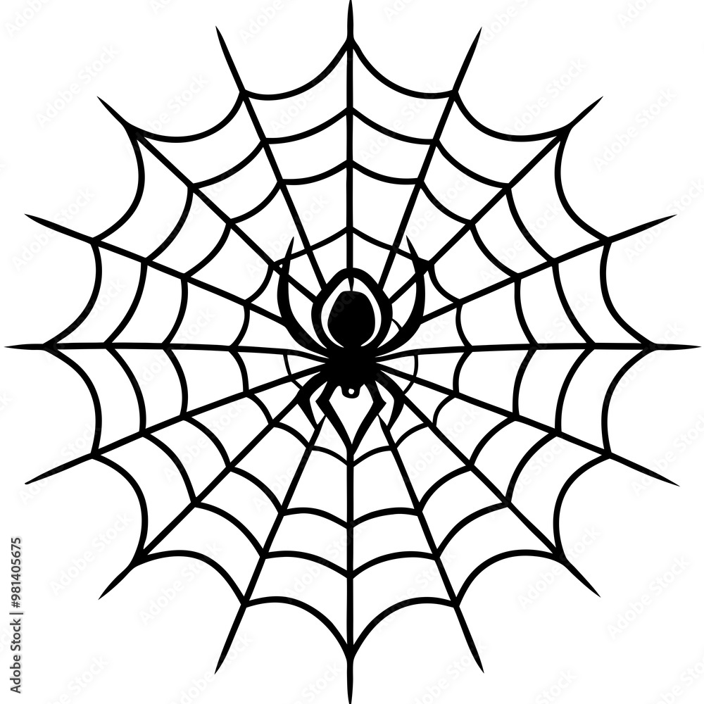 Intricate Spider Web with Dominant Menacing Spider - Vector Art Intricate Spider Web with Dominant Menacing Spider - Vector Art