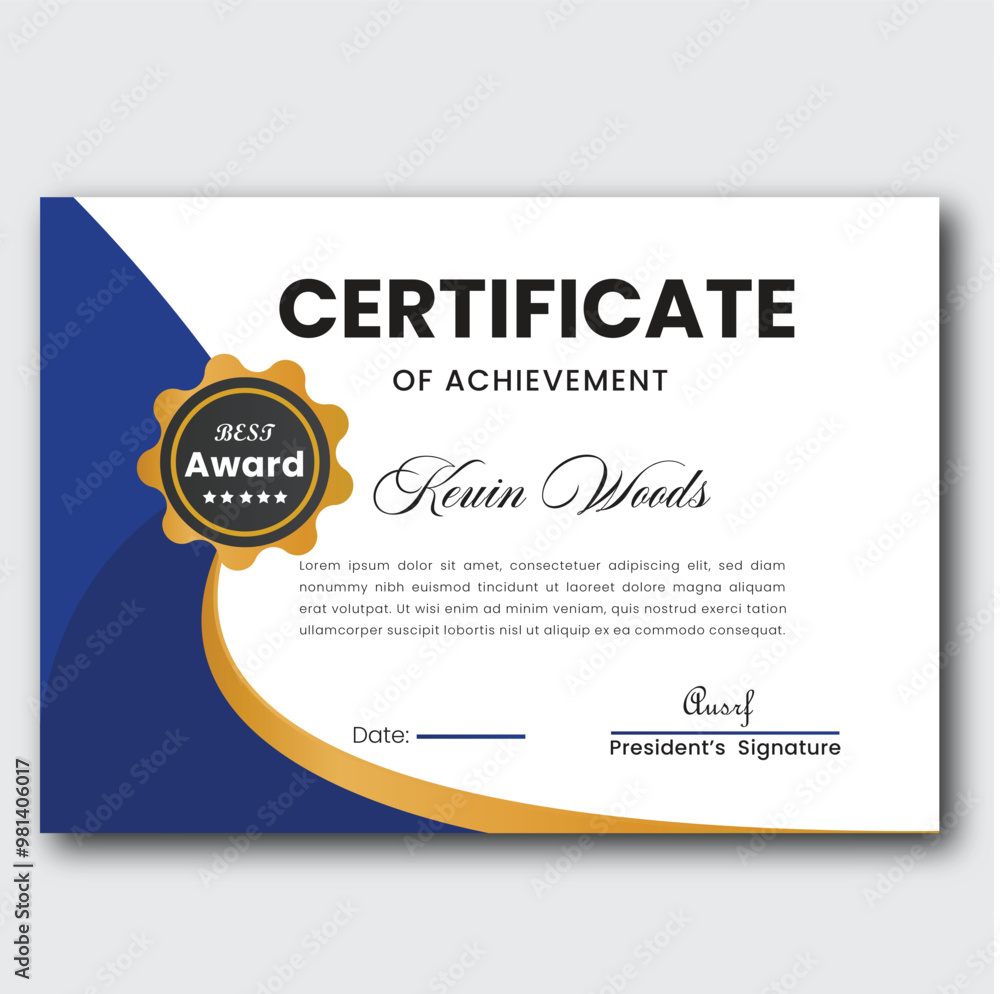 Obraz premium Free vector achievement certificate template