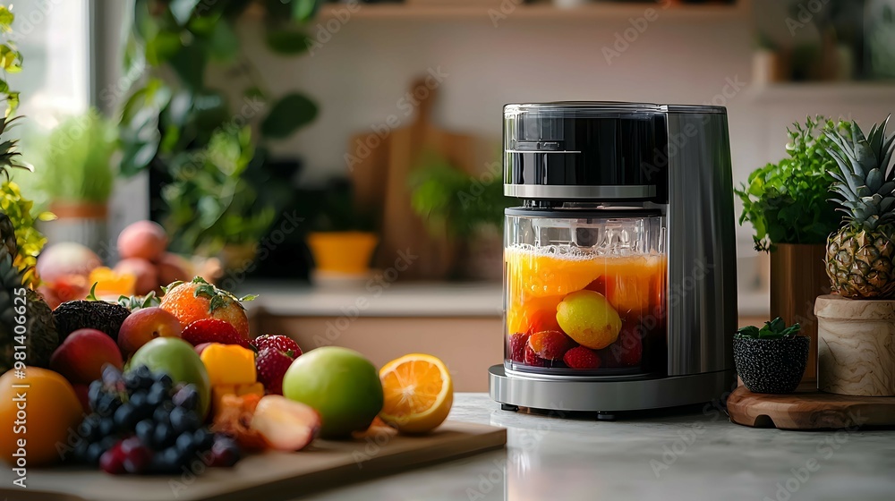 Fresh Fruit Juice Maker with Assorted Fruits