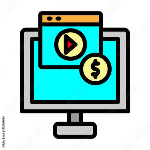 Blog Monetization Vector Filled Icon Design