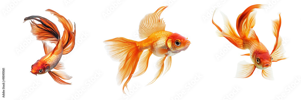 Set of A fish swimming with fins and tail in motion isolated on transparent background Set of A fish swimming with fins and tail in motion isolated on transparent background