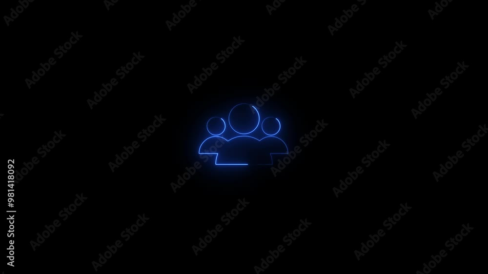Glowing neon line Users group icon isolated on black background. Group of people icon. Glowing neon line Users group icon isolated on black background. Group of people icon.