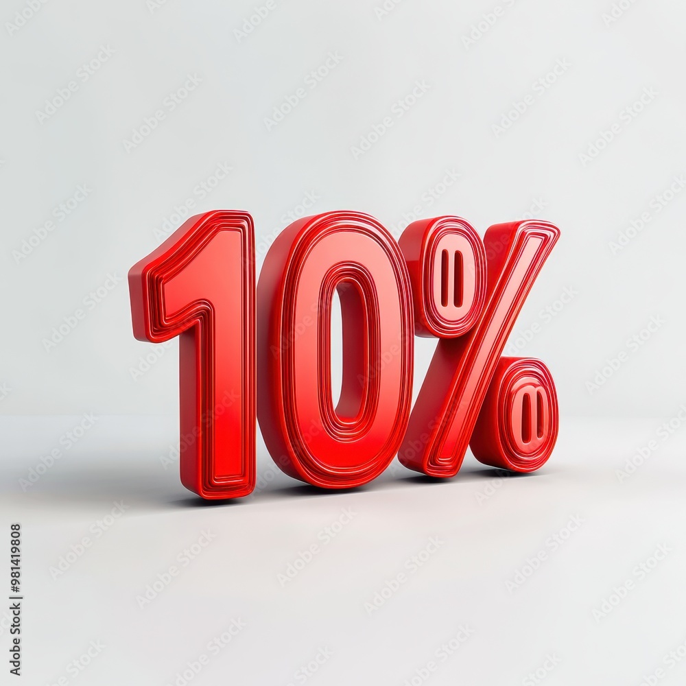 White and red coupon offering 10 percent discount on white background White and red coupon offering 10 percent discount on white background
