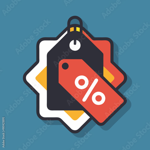 A price tag with a percent sign. Sale, big discount