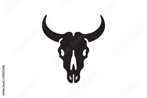 cow bull head skull vector clip art silhouette illustration in white background