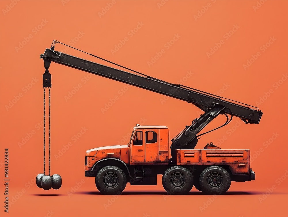 Naklejka premium Crane Lifting Weights Against Sienna Backdrop in Graphic