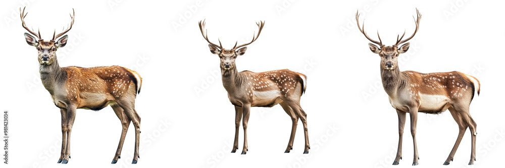 Set of a deer with antlers isolated on transparent background Set of a deer with antlers isolated on transparent background