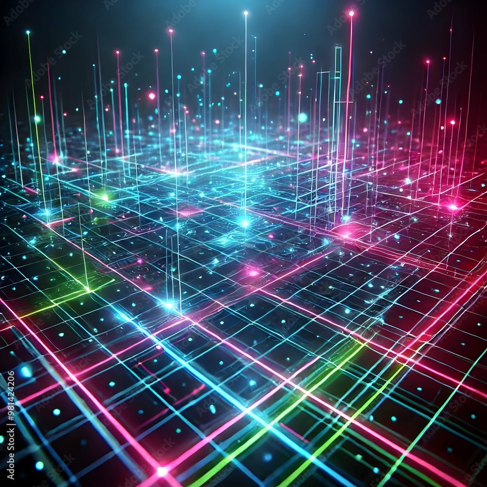 Obraz premium FUTURISTIC NEON MATRIX 2.0