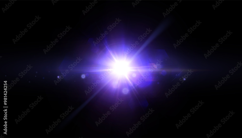 Bright abstract horizontal light effect with rays and glare shines with colorful purple light for vector illustration. Bright abstract horizontal light effect with rays and glare shines with colorful purple light for vector illustration.