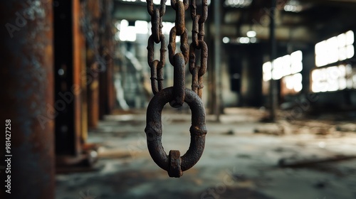 Abandoned Industrial Facility with Rusty Chains photo