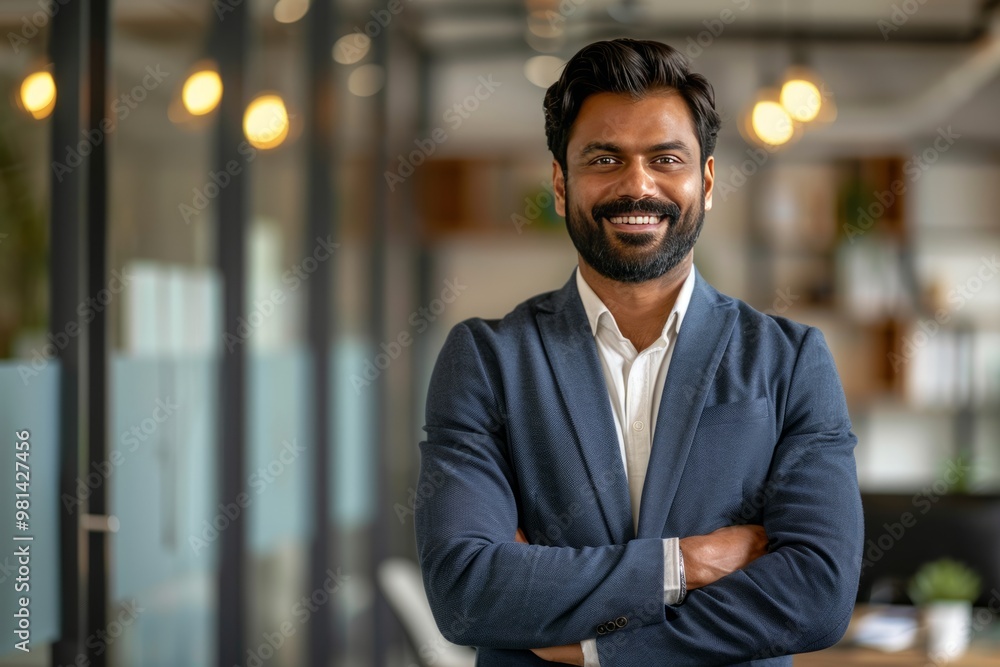 Naklejka premium Portrait of a successful indian businessman on the office