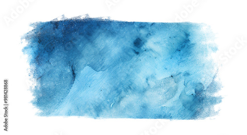 Blue watercolor brush creates a vibrant, textured stroke on a transparent background