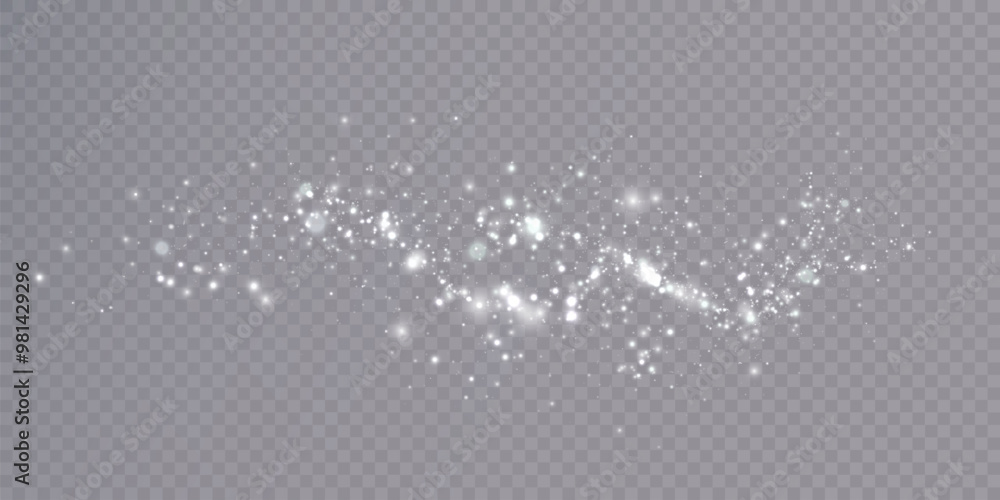 Glowing light effect with many bright particles isolated on transparent background. Vector star cloud with glare. For holiday and advertising design.	
