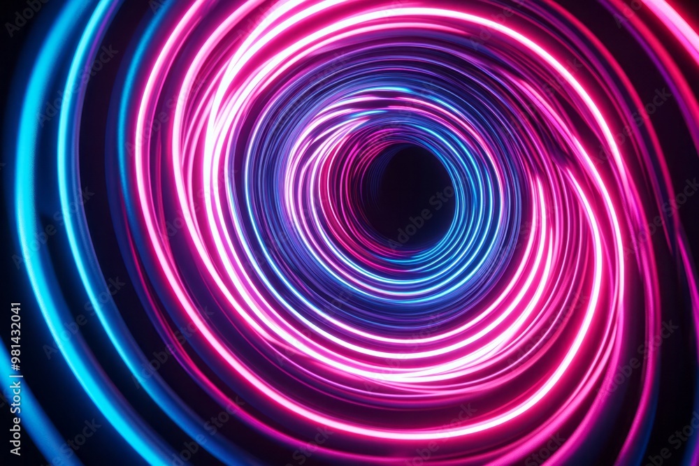 Vibrant Neon Tunnel in Pink and Blue