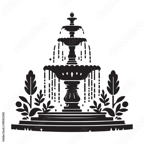 Fountain icon silhouette on white background
