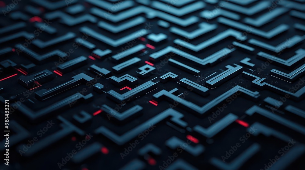 Abstract arrows moving through a digital maze, symbolizing streamlined workflow integration in business Abstract arrows moving through a digital maze, symbolizing streamlined workflow integration in business