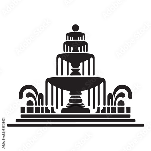 Fountain icon silhouette on white background
